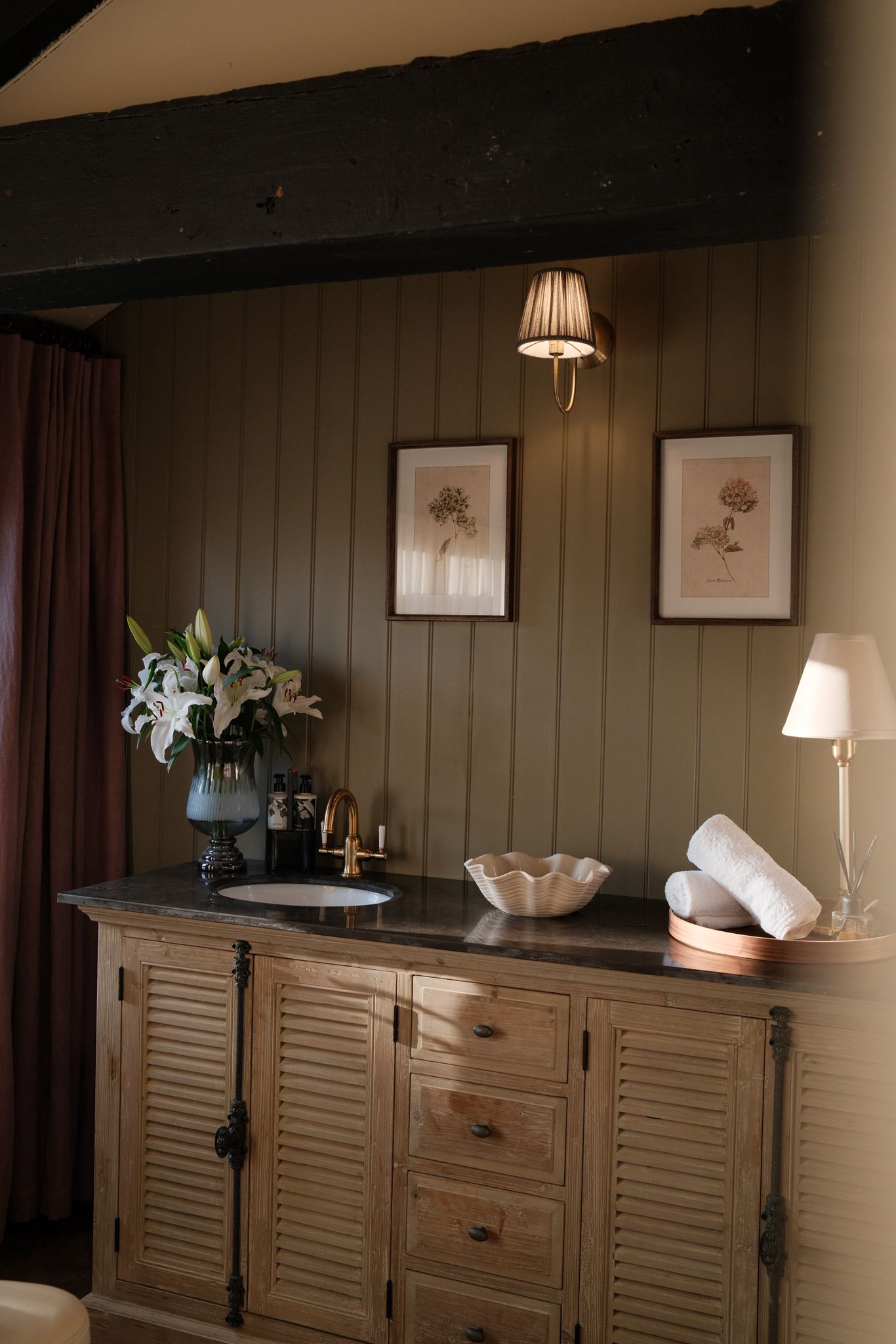 Sink and floral styling at The Face Lab Cotswolds